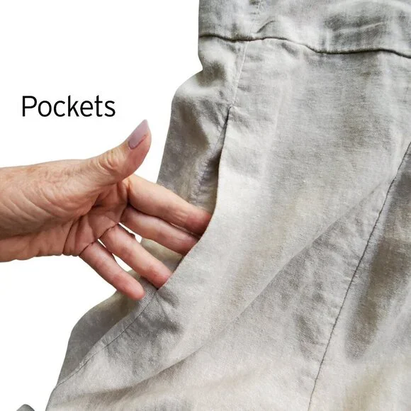 Fit & Flare Sleeveless Linen-Blend Midi Dress Color: Flax Linen XL - Picture 6 of 14